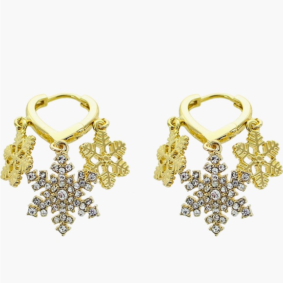 NWT Panacea Snowflake Charm Huggie Hoop Earrings - Picture 3 of 5